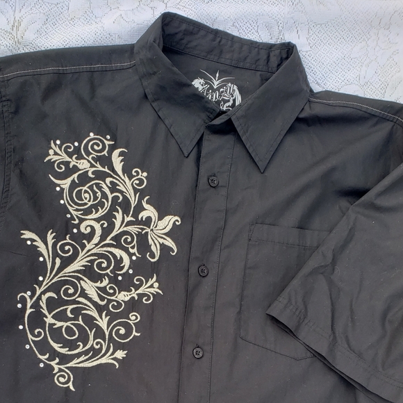 Men black button down dress shirt - Picture 2 of 3